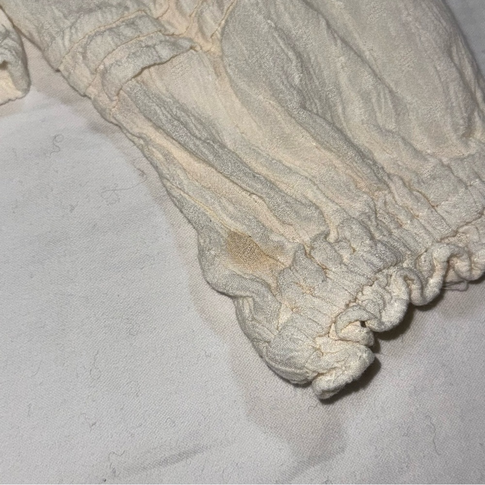 Takara Cream Babydoll Textured‎ Women's Blouse Long Sleeve Size Medium - Picture 8 of 10